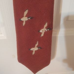 Vintage 1950s Hand Embroidered Necktie Duck's
